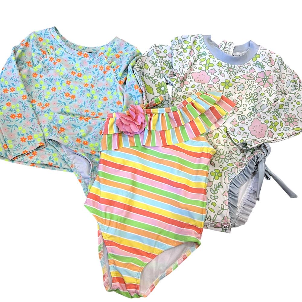 BUNDLE Set of 3 Toddler Swimsuits Size 24 Mo - 2T